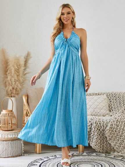 Bohemian Halter Maxi Dress - Image 1