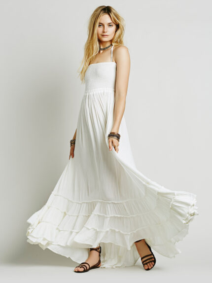 Backless Bohemian Beach Maxi Dress Cotton - Image 2