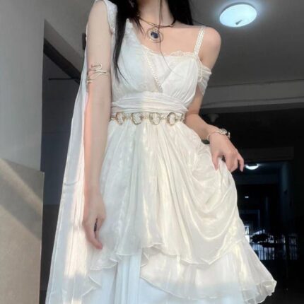 White Suspender Dress Pettiskirt - Image 1